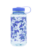 blue cap water bottle with stickers