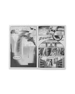 Comic book page with black and white illustrations on a white background