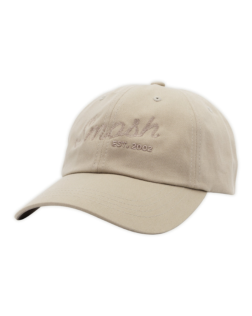 cream colored hat that says smosh est. 2002 side profile