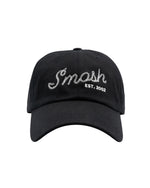 black hat that reads smosh est. 2002 on a white background 