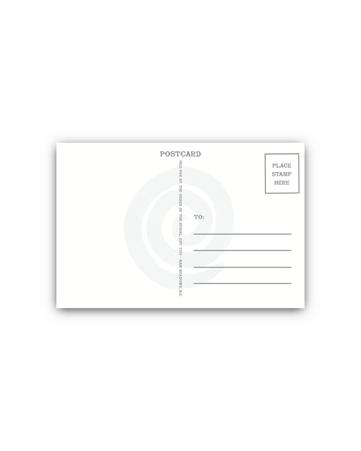 Blank white postcard with text fields on a white background