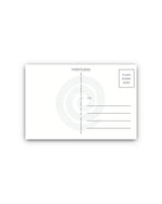 Blank white postcard with text fields on a white background