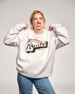 Courtney Miller in a White Smosh Brutal crewneck sweater