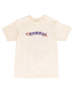 cream t-shirt with 'SMOSH' text and stars on a white background