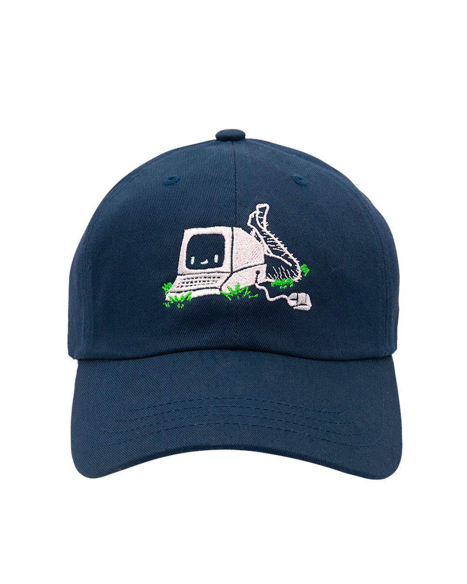 Smosh navy baseball hat with Lillac Chronically Offline computer Logo embroidered