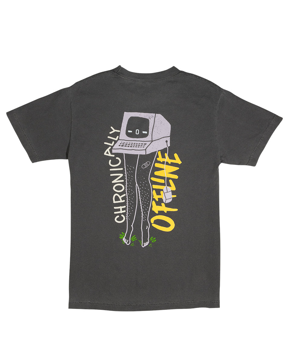Smosh Grey Short Sleeve T-Shirt with Lillac and Yellow Chronically Offline Logo Back