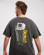 Tommy Bowe Smosh wearing faded grey short sleeve chronically offline logo tshirt back