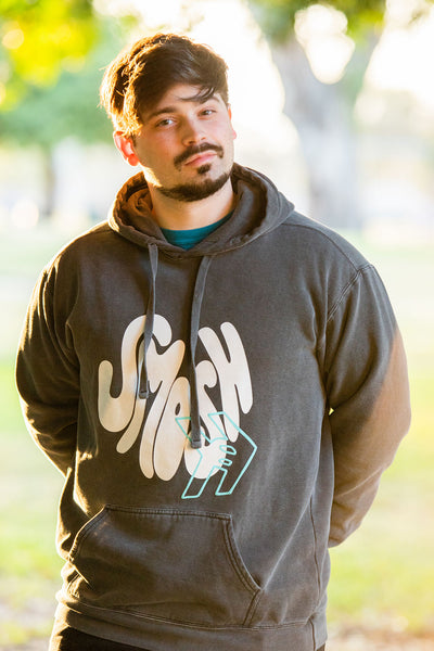 Damien Haas from Smosh wearing Smosh Groovy Hoodie with puff ink