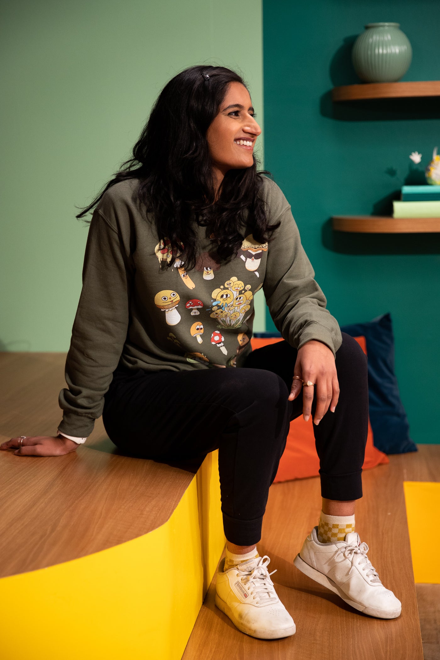 Mushroom Crewneck Sweater - Military Green