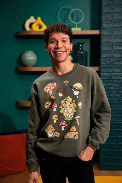 Mushroom Crewneck Sweater - Military Green