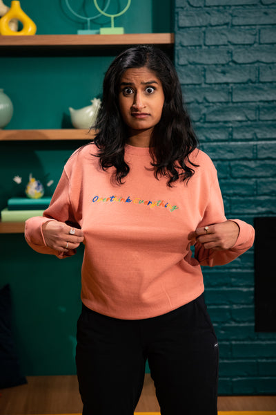 Overthink Everything Crewneck Sweater - Rose