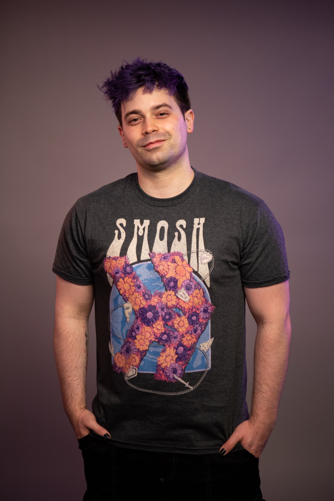 Floral Tee - Dark Heather