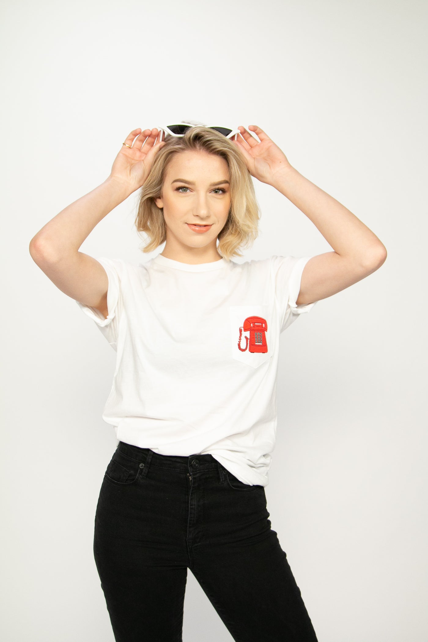 White Pizza Place Pocket Tee