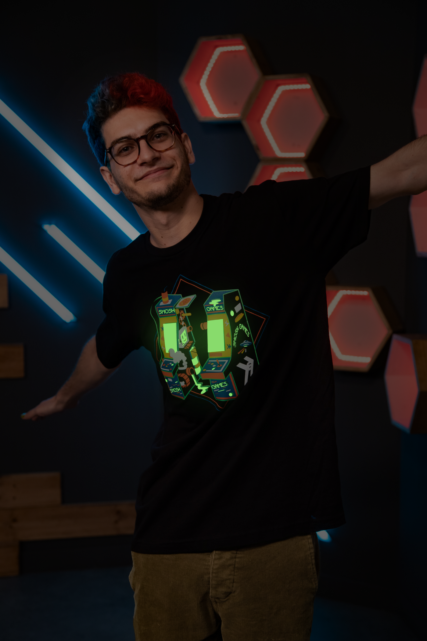 SMOSH X Bandage Brigade Glow Arcade Tee - Black