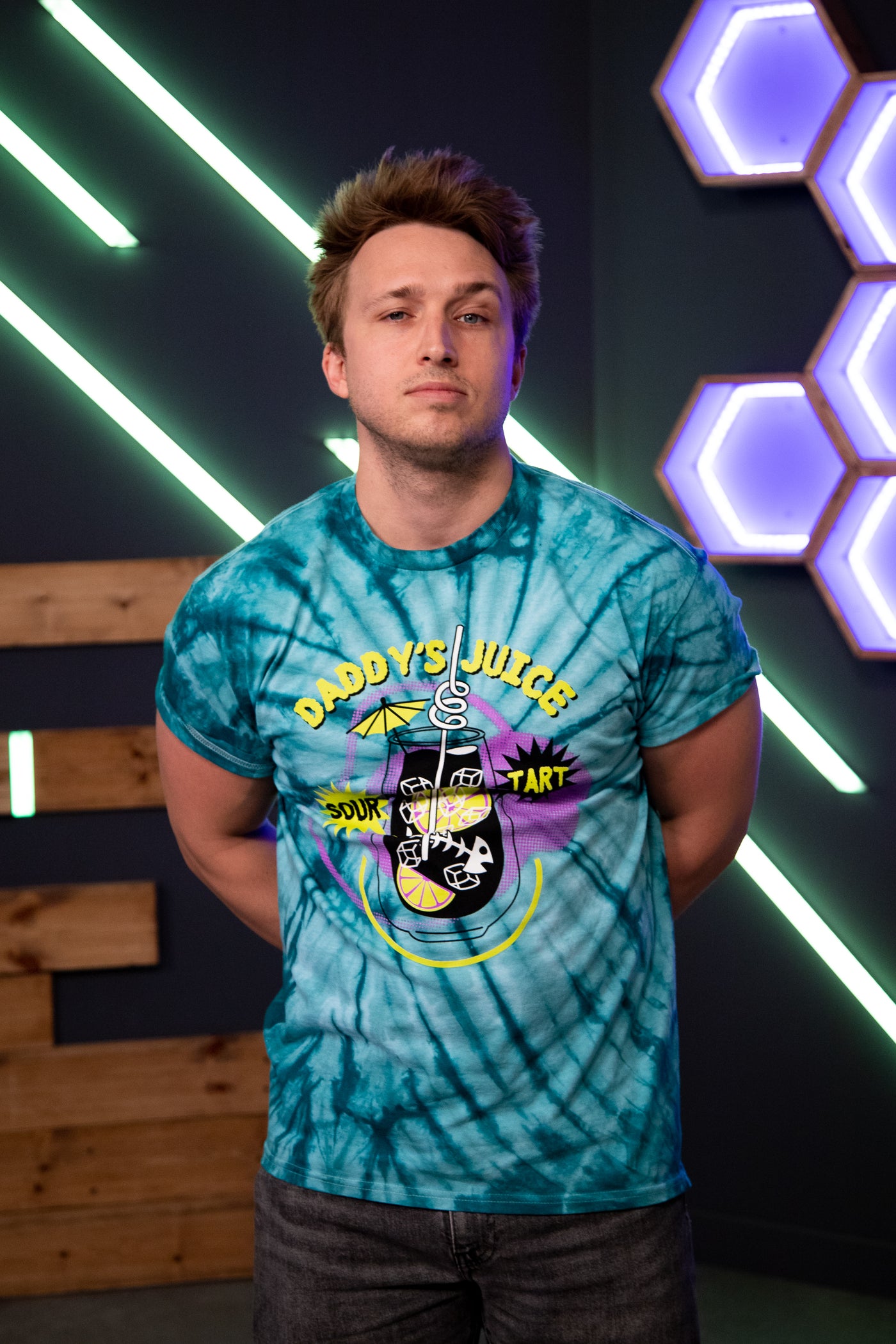 Daddy's Juice Tee - Teal Tie Dye