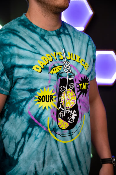 Daddy's Juice Tee - Teal Tie Dye