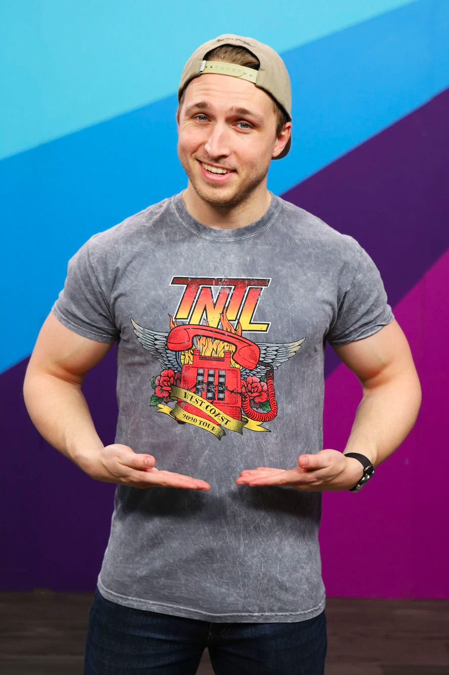 Shayne Topp from Smosh wears Try Not to Laugh Tour Tee