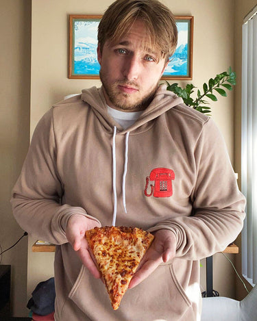 Shayne Topp from Smosh wears Favorite Pizza Place Tan Hoodie