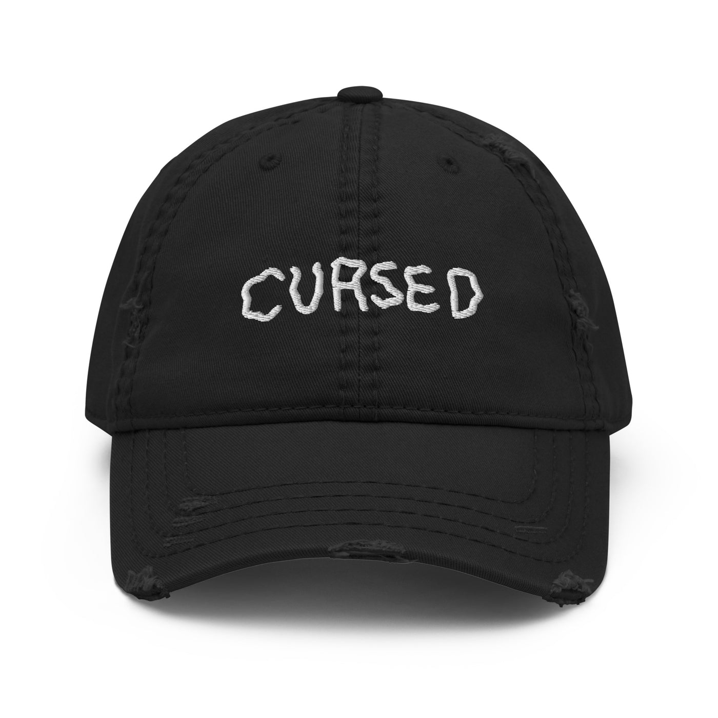 Cursed Distressed Dad Hat - Black