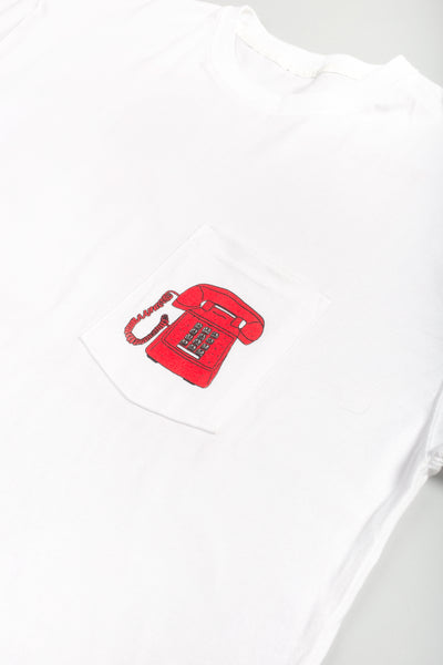 White Pizza Place Pocket Tee